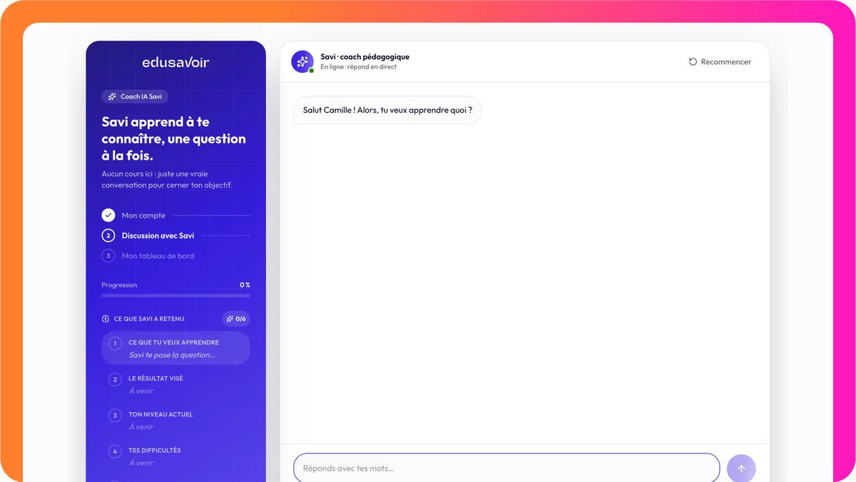 Le questionnaire de profil : « Quelle est votre situation actuelle ? »